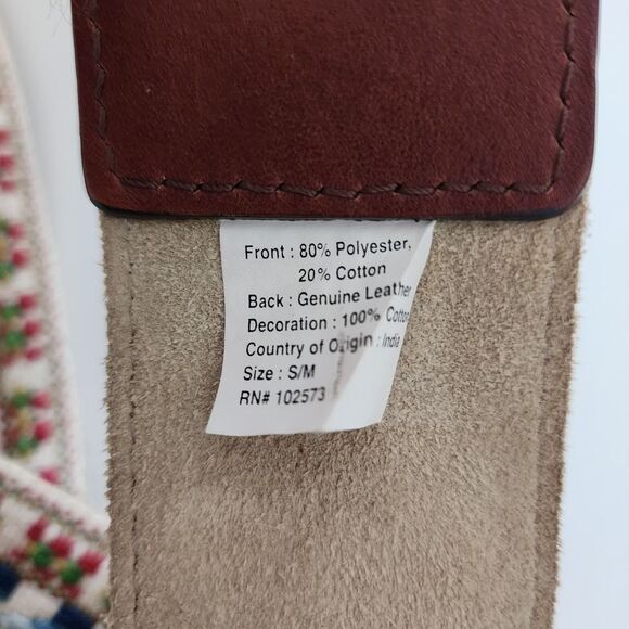 Reversible Belt multicolor embroidered and beige suede womens size S/M Boho - Picture 8 of 8